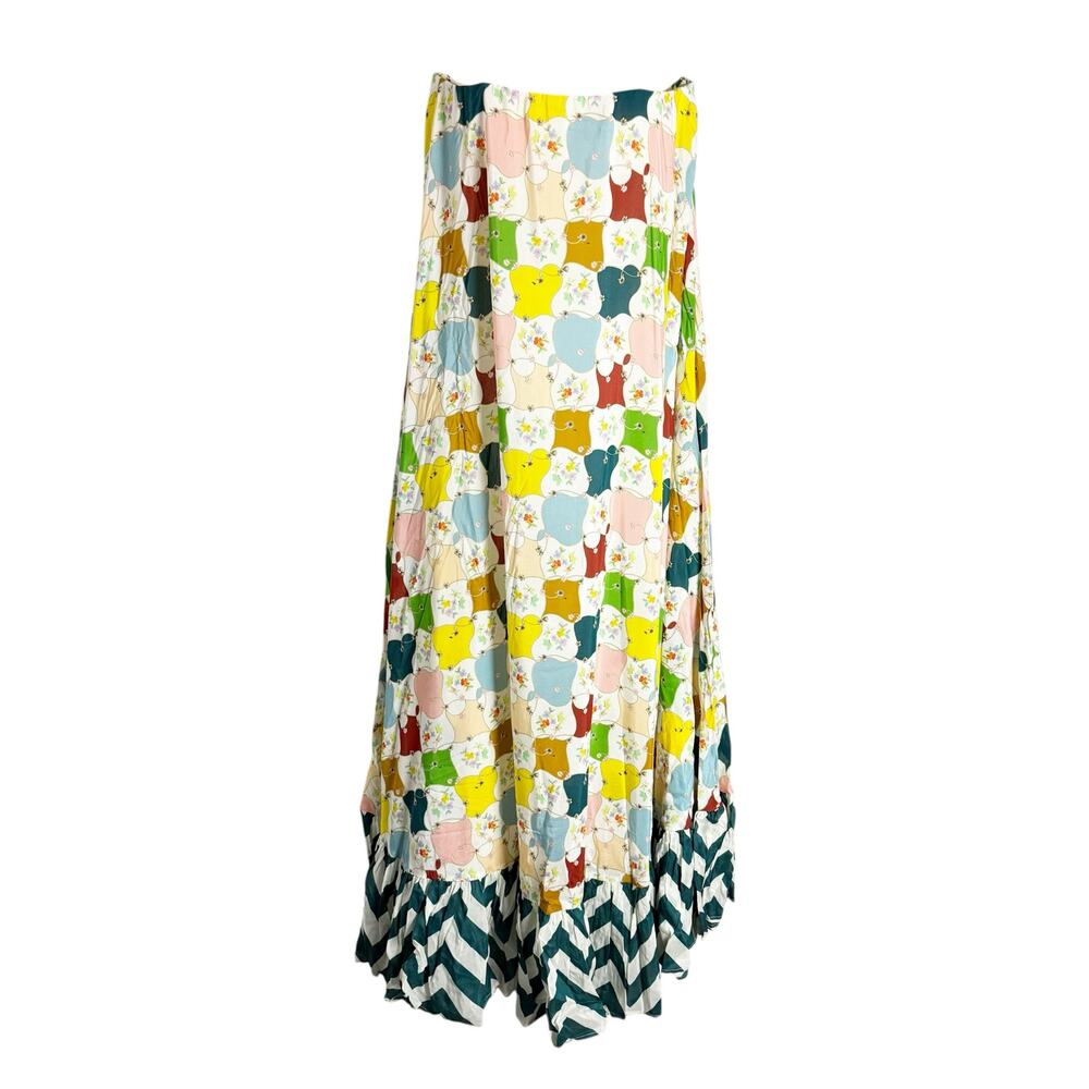 Alemais Everly Strapless Multicolor Quilt Print Whimsical Silk Maxi Gown Size 10 - Picture 5 of 14